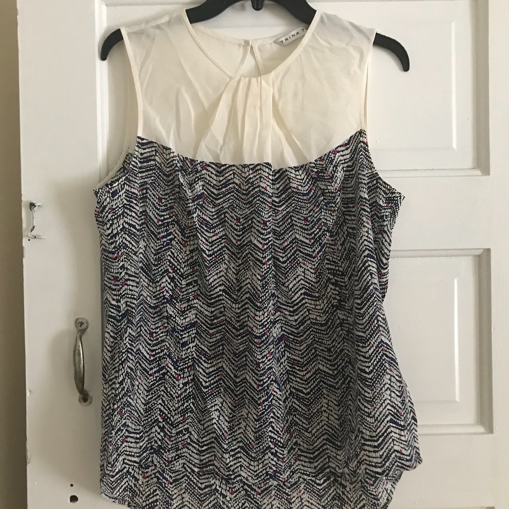 Trina Turk 100% Silk Split Hem Top